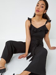 Dusk Black Frill Detail Wide Leg Jumpsuit - Image 2 of 5