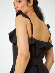 Dusk Black Frill Detail Wide Leg Jumpsuit - Image 5 of 5
