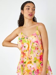 Dusk Yellow & PInk Floral Print Double Layer Cami Top - Image 1 of 1