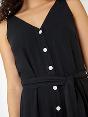 Dusk Black Sleeveless Linen Blend Jumpsuit - Image 5 of 5