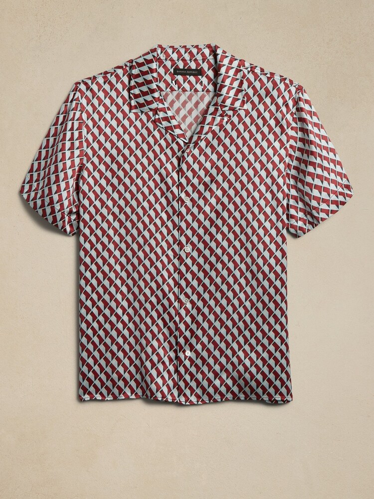 Banana Republic Red Timm Resort Silk Shirt - Image 4 of 4