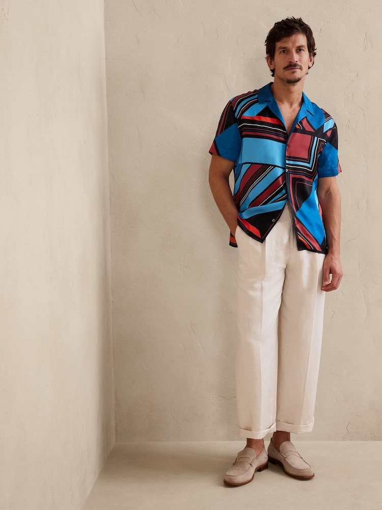 Banana Republic Blue Timm Resort Silk Shirt - Image 1 of 3