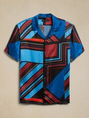 Banana Republic Blue Timm Resort Silk Shirt - Image 3 of 3