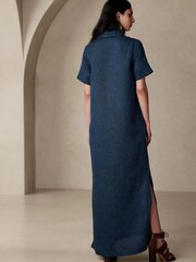 Banana Republic Blue Cruz Linen Maxi Shirt Dress - Image 2 of 4