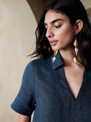 Banana Republic Blue Cruz Linen Maxi Shirt Dress - Image 3 of 4