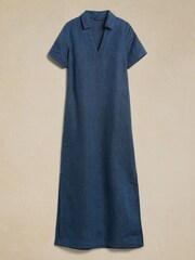 Banana Republic Blue Cruz Linen Maxi Shirt Dress - Image 4 of 4