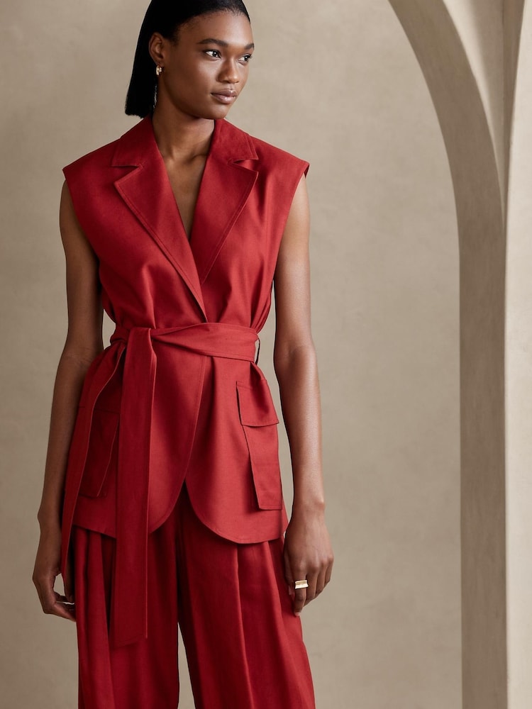 Banana Republic Red Lena Relaxed Linen-Blend Vest - Image 1 of 1