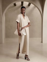 Banana Republic Cream Cruz Linen Maxi Shirt Dress - Image 1 of 3