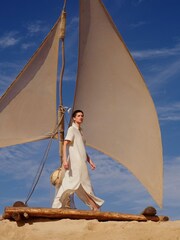 Banana Republic Cream Cruz Linen Maxi Shirt Dress - Image 2 of 3