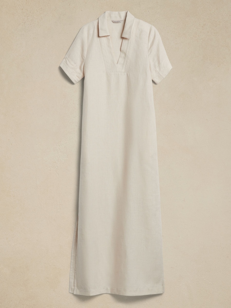 Banana Republic Cream Cruz Linen Maxi Shirt Dress - Image 3 of 3