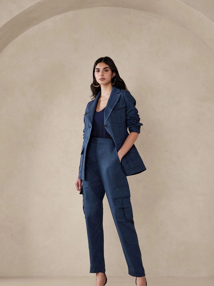 Banana Republic Blue Heritage Expedition Linen Trousers - Image 1 of 1 Banana Republic Blue Heritage Expedition Linen Trousers - Image 1 of 1