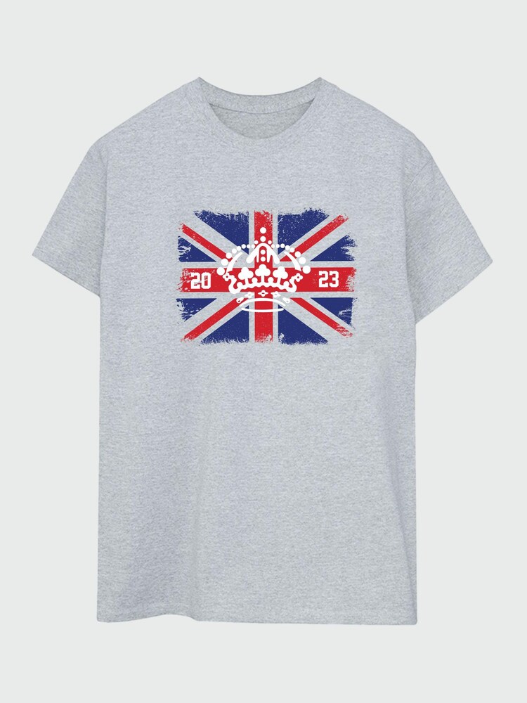 Brands In Heather Grey Crown Flag The Coronation Men T-Shirt by Brands In - Image 1 of 3