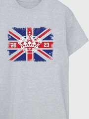 Brands In Heather Grey Crown Flag The Coronation Men T-Shirt by Brands In - Image 2 of 3