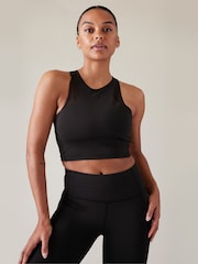 Athleta Black Conscious Mesh Crop Medium Impact Sports Bra - Image 1 of 3