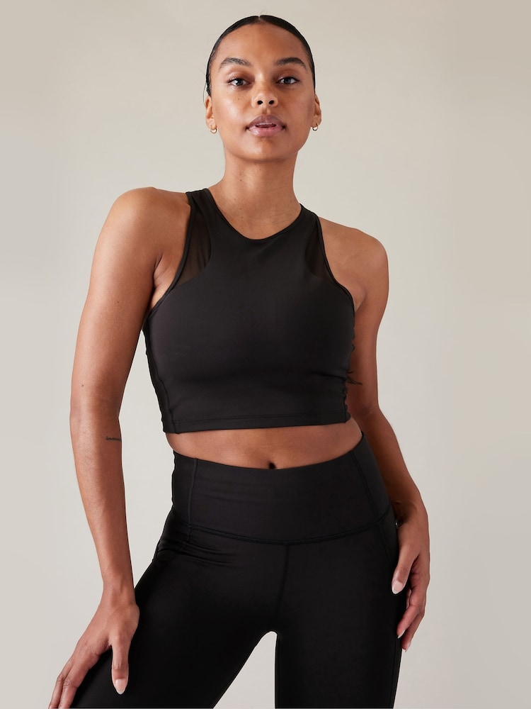 Athleta Black Conscious Mesh Crop Medium Impact Sports Bra - Image 1 of 3 Athleta Black Conscious Mesh Crop Medium Impact Sports Bra - Image 1 of 3