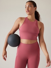 Athleta Pink Conscious Mesh Crop Medium Impact Sports Bra - Image 1 of 4