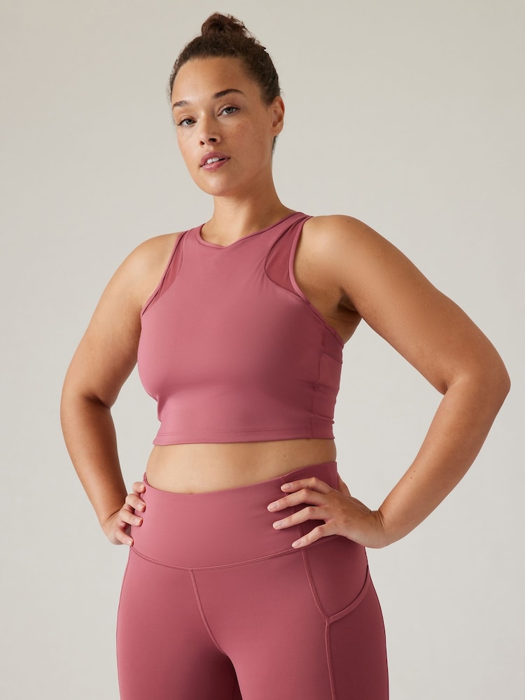 Athleta Pink Conscious Mesh Crop Medium Impact Sports Bra - Image 4 of 4