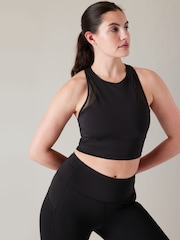 Athleta Black Conscious Mesh Crop Medium Impact Sports Bra - Image 1 of 5