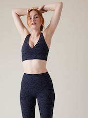 Athleta Blue A-C Cup Transcend Plunge Low Impact Sports Bra - Image 1 of 4