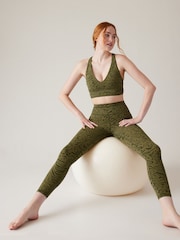 Athleta Green A-C Cup Transcend Plunge Low Impact Sports Bra - Image 1 of 4