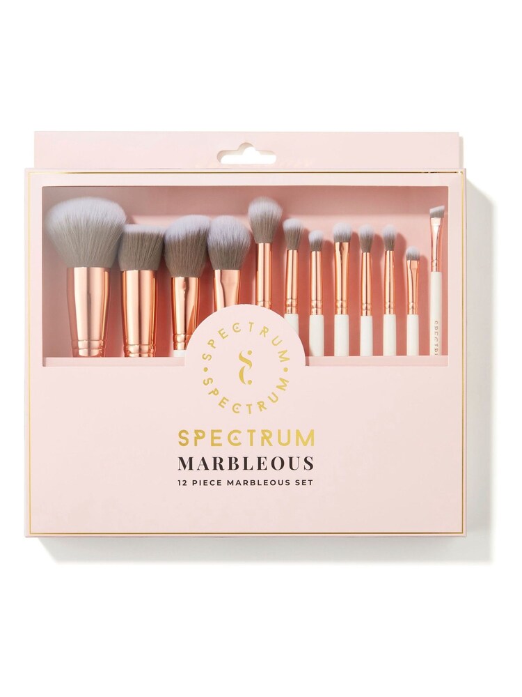 Spectrum Collections 12 Piece White Marble Brush Set - Image 2 of 4