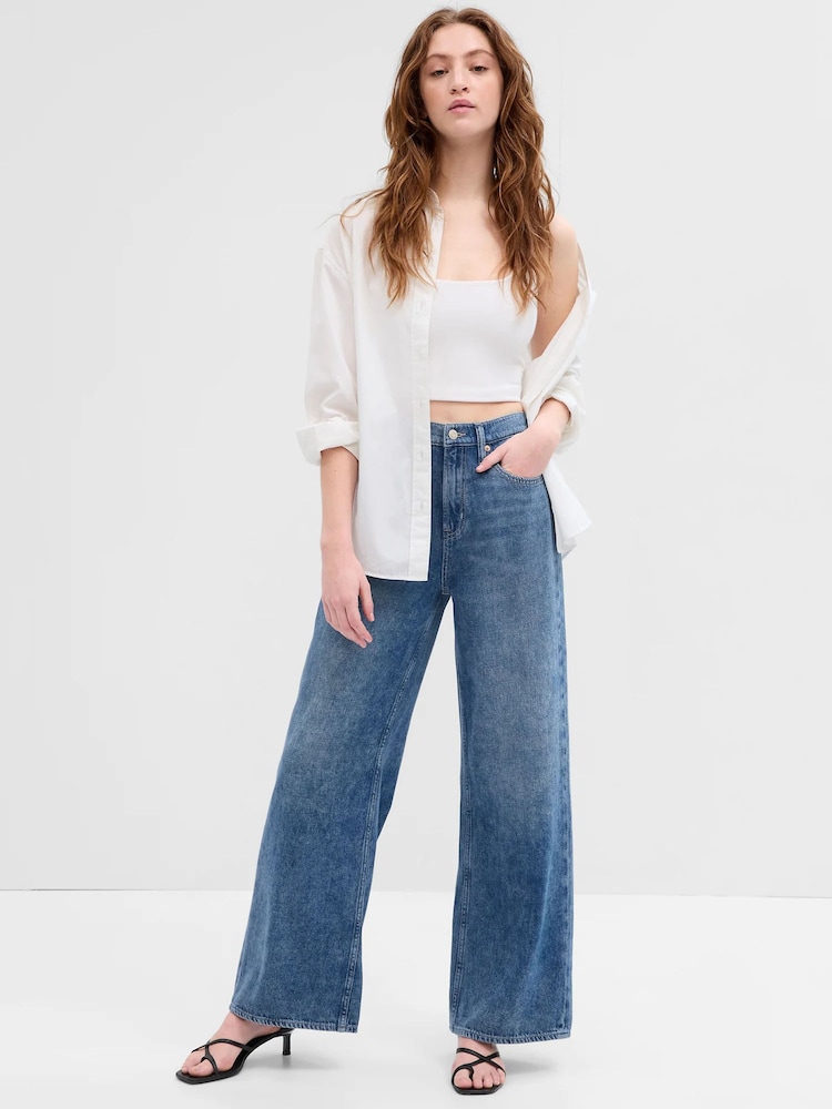 Gap Mid Blue High Waisted Wide Leg Jeans - Image 1 of 5