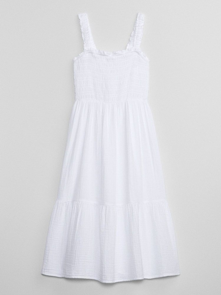 Gap White Smocked Midi Dress - Image 3 of 3 Gap White Smocked Midi Dress - Image 3 of 3