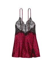 Victoria's Secret Red Leopard Satin Lace Slip Dress - Image 3 of 3