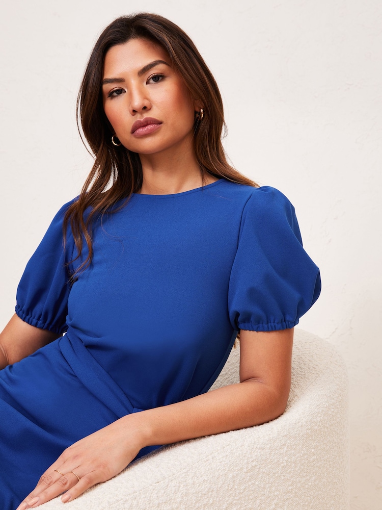 Lipsy Cobalt Blue Petite Puff Sleeve Belted Shift Dress - Image 4 of 4 Lipsy Cobalt Blue Petite Puff Sleeve Belted Shift Dress - Image 4 of 4