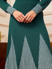 Love & Roses Green Godet Skirt Long Sleeve Knitted Midi Dress - Image 4 of 4