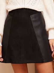 Love & Roses Black Suedette Faux Leather Mini Skirt - Image 1 of 4