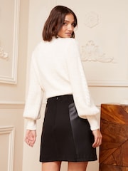 Love & Roses Black Suedette Faux Leather Mini Skirt - Image 3 of 4