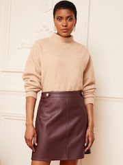 Love & Roses Berry Red Faux Leather Mini Skirt - Image 2 of 4
