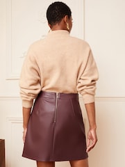 Love & Roses Berry Red Faux Leather Mini Skirt - Image 3 of 4