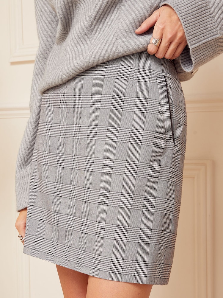 Love & Roses Grey Tailored Mini Skirt - Image 1 of 4