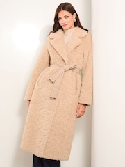 Lipsy Cream Premium Reversible Faux Fur Shearling Coat - Image 2 of 4
