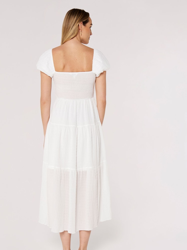 Apricot White Self Check Tiered Midaxi Dress - Image 2 of 4