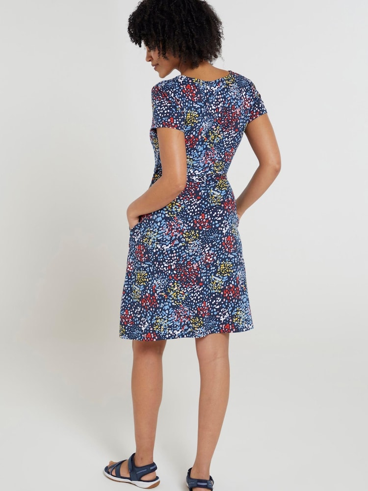 Mountain Warehouse Blue Multi Santorini Womens Summer Lightweight Jersey Wrap Dress - Image 3 of 3