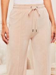 Lipsy Blush Pink Super Soft Velour Wide Leg Joggers - Image 4 of 4
