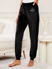 Lipsy Black Super Soft Cuffed Velour Joggers - Image 4 of 4