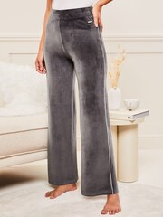 Lipsy Grey Velour Trimmed Wide Leg Trousers - Image 3 of 4