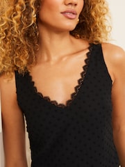 Love & Roses Black Petite V Neck V Back Woven Vest - Image 2 of 4