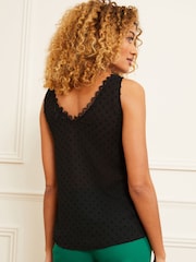 Love & Roses Black Petite V Neck V Back Woven Vest - Image 3 of 4
