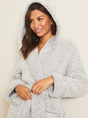 Lipsy Grey Cosy Borg Super Soft Dressing Gown - Image 4 of 4