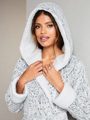 Lipsy Grey Leopard Animal Cosy Borg Super Soft Dressing Gown - Image 4 of 4