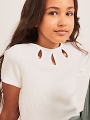 Белый - Lipsy Eyelet Short Sleeve Top (5-16yrs) - Изображение 4 из 4