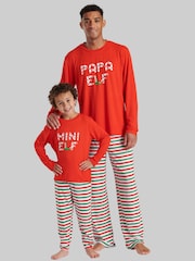 Loungeable Red 'Mens 'Papa Elf' Long Sleeve And Long Pant Pyjama Set - Image 3 of 5
