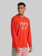 Loungeable Red 'Mens 'Papa Elf' Long Sleeve And Long Pant Pyjama Set - Image 5 of 5