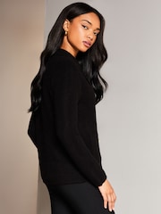Lipsy Black Knitted Military Button Blazer - Image 2 of 4