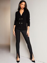 Lipsy Black Knitted Military Button Blazer - Image 3 of 4